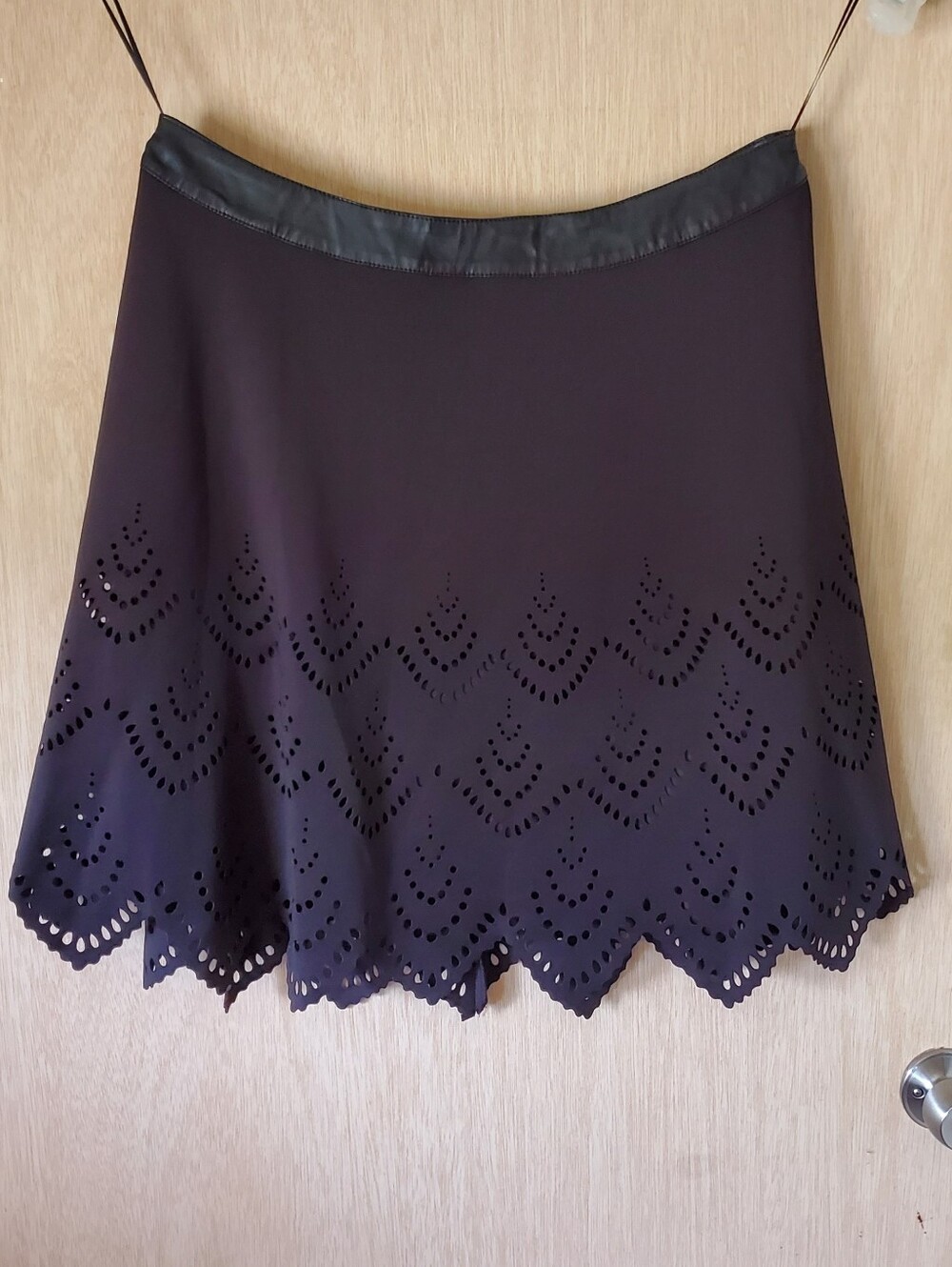 Lord & Taylor Modamix Black Cutout Mini Skirt With Leatherette Trim Size 14w